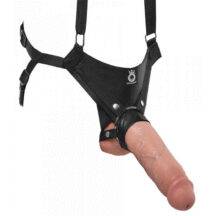 Страпон полый PipeDream King Cock Hollow Strap On Suspender System с насадкой, телесный