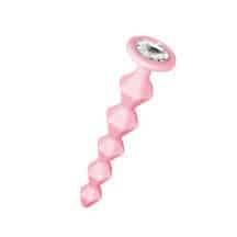 Анальная цепочка с кристаллом Lola Toys Emotions Buddy, розовая с бесцветным кристаллом