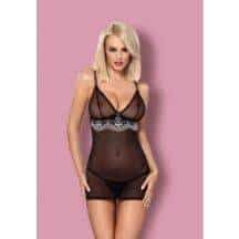 Сорочка и Стринги Obsessive 840-CHE-1, черный размер S/M