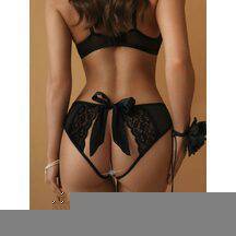 Трусики с доступом и бантом Le Frivole Easy to love 50-52, чёрные