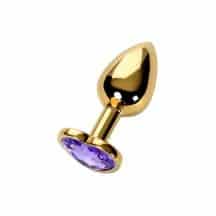 Анальная пробка Metal by Toyfa с кристаллом-сердце цвета аметист, золотистая. Нет в наличии Анальная пробка Metal by Toyfa с кристаллом-сердце цвета аметист, золотистая