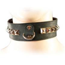 Ошейник узкий с квадропуклей, чёрный, размер универсальный, Подиум