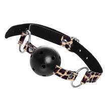 Кляп-шар с отверстиями для дыхания Anonymo by Toyfа и принтом, леопардовый. Нет в наличии Кляп-шар с отверстиями для дыхания Anonymo by Toyfа и принтом, леопардовый