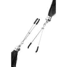 Зажимы на соски «вилки» с кисточками из шелка Pecado BDSM, металл, черный. Нет в наличии Зажимы на соски «вилки» с кисточками из шелка Pecado BDSM, металл, черный