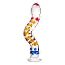 Фаллоимитатор Sexus Glass изогнутый с яркими точками, бесцветный, 20 см. Нет в наличии Фаллоимитатор Sexus Glass изогнутый с яркими точками, бесцветный, 20 см