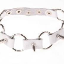 Ошейник с кольцами и шипами белый. Нет в наличии Ошейник с кольцами и шипами белый
