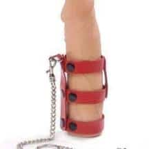 Хомут на пенис Sitabella с поводком, красный