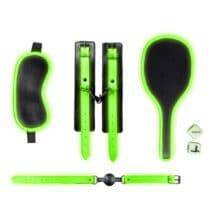 Набор БДСМ Shots Media Ouch! светящийся в темноте, черный/зеленый. Нет в наличии Набор БДСМ Shots Media Ouch! светящийся в темноте, черный/зеленый