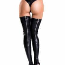 Чулки на молнии Erolanta Glossy Connie из материала Wetlook, черные, L
