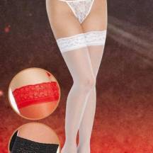 Чулки Soft Line на кружевной резинке белые, XXL