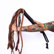 Плетеный флоггер  Scandal из натуральной кожи, коричневый, 86 см