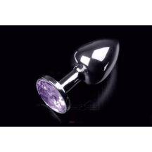 Маленькая анальная пробка с фиолетовым кристаллом Пикантные Штучки, серебристый