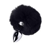 Анальная пробка Toyfa Metal с черным хвостиком, серебристая. Нет в наличии Анальная пробка Toyfa Metal с черным хвостиком, серебристая