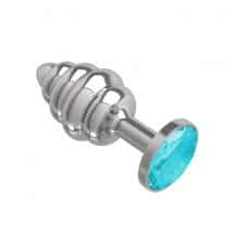 Анальная втулка Silver Spiral с голубым кристаллом. Нет в наличии Анальная втулка Silver Spiral с голубым кристаллом