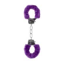 Металлические наручники Shots Ouch! Pleasure Handcuffs с фиолетовым мехом, серебристые