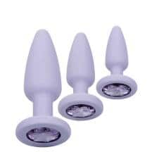 Набор анальных пробок со стразами CalExotics First Time Crystal Booty, сиреневые. Нет в наличии Набор анальных пробок со стразами CalExotics First Time Crystal Booty, сиреневые