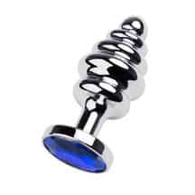 Анальная пробка Metal by Toyfa с синим кристаллом, серебристый. Нет в наличии Анальная пробка Metal by Toyfa с синим кристаллом, серебристый