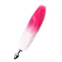 Анальная пробка Metal by Toyfa M с розовым хвостом, серебристая