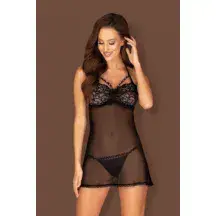 Сорочка Obsessive Joylace babydoll, Чёрный, L/XL