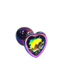 Анальная пробка Kanikule Small, неохром с разноцветным кристаллом сердце. Нет в наличии Анальная пробка Kanikule Small, неохром с разноцветным кристаллом сердце