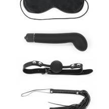 Набор БДСМ LoveToy Deluxe Bondage Kit с вибратором и кляпом 4 предмета, черный