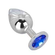 Анальная пробка с синим кристаллом  Erotic Fantasy High Sky большая, серебристый