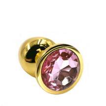 Анальная пробка Kanikule Small, золотистая с нежно-розовым кристаллом. Нет в наличии Анальная пробка Kanikule Small, золотистая с нежно-розовым кристаллом