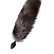 Силиконовая анальная пробка Toyfa Popo Pleasure с хвостом чернобурой лисы, черная, M