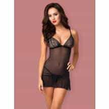 Прозрачная сорочка черного цвета и трусики-стринги Shibu Obsessive, S/M. Нет в наличии Прозрачная сорочка черного цвета и трусики-стринги Shibu Obsessive, S/M