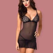 Прозрачная сорочка черного цвета и трусики-стринги Shibu Obsessive, S/M. Нет в наличии Прозрачная сорочка черного цвета и трусики-стринги Shibu Obsessive, S/M