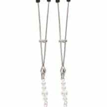 Зажимы для сосков с жемчужинами Taboom Nipple Play Tweezers With Pearls, серебристый