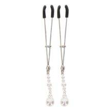 Зажимы для сосков с жемчужинами Taboom Nipple Play Tweezers With Pearls, серебристый