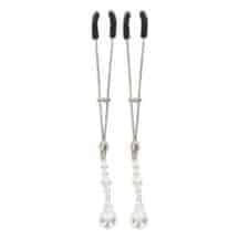 Зажимы для сосков с жемчужинами Taboom Nipple Play Tweezers With Pearls, серебристый