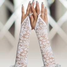 Перчатки кружевные длинные SoftLine Collection, белый, S/L