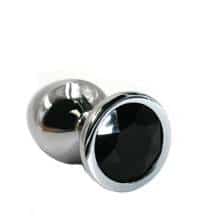 Анальная пробка Kanikule Small, серебристая с черным кристаллом