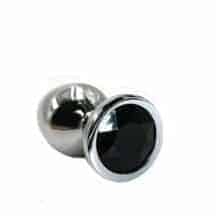 Анальная пробка Kanikule Small, серебристая с черным кристаллом