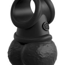 Кольцо PipeDream King Cock Ellite The Crown Jewels с мошонкой, чёрное