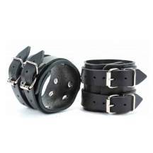 Наручники BDSM Арсенал с двумя ремешками, черные