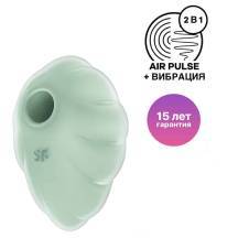 Вакуумный стимулятор клитора с вибрацией Satisfyer Cloud Dancer, зеленый