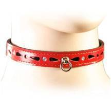 Ошейник ажурный со стразами Подиум с кольцом, красный. Нет в наличии Ошейник ажурный со стразами Подиум с кольцом, красный