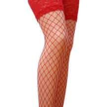 Чулки, красные, крупная сетка, размер 5, Passion