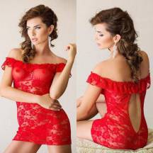 Кружевная комбинация с вырезом на спинке и стринги, красные - M/L. Нет в наличии Кружевная комбинация с вырезом на спинке и стринги, красные - M/L