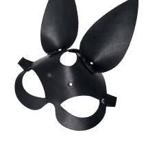 Маска с ушками зайки Pecado BDSM, натуральная кожа, черный