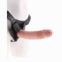 Страпон Pipedream King Cock Harness со съемной насадкой, 23,5 см, телесный