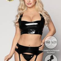 Комплект топ, пояс, стринги, чулки Candy Girl Revel черный, OS