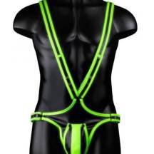 Сбруя люминесцентная мужская Shots Ouch! L/XL, черно-зеленая