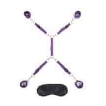 Набор для фиксации на кровать Lux Fetish Bed Spreader с маской на глаза, фиолетовый