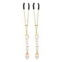 Зажимы для сосков с жемчужинами Taboom Nipple Play Tweezers With Pearls, золотистый