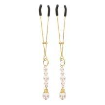 Зажимы для сосков с жемчужинами Taboom Nipple Play Tweezers With Pearls, золотистый