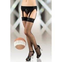 Чулки-сетка на кружевной резинке белые-M. Нет в наличии Чулки-сетка на кружевной резинке белые-M